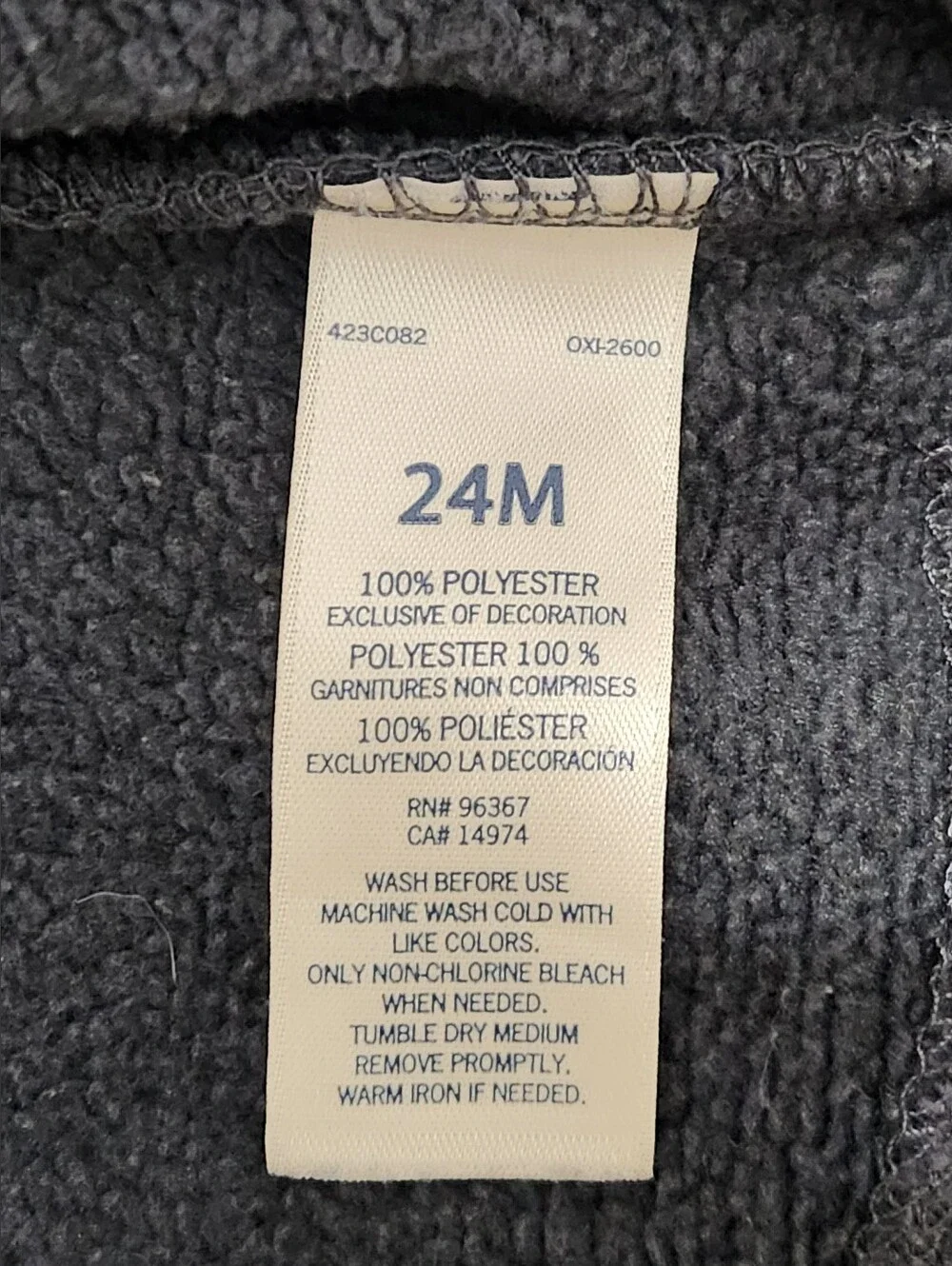 OshKosh B’gosh Gray Full-Zip Fleece Hoodie 24M